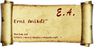 Erni Anikó névjegykártya